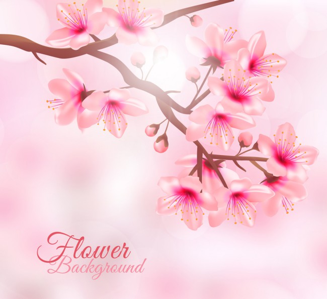 创意阳光下的粉色花枝矢量素材素材中国网精选