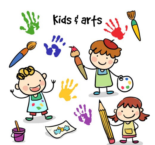 3款卡通绘画儿童和手印矢量素材16图库网精选