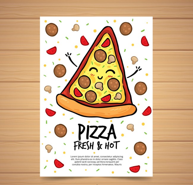 可爱笑脸三角披萨宣传单矢量素材16图库网精选