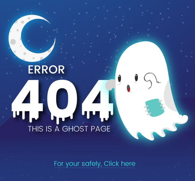 创意404页面夜晚的幽灵矢量素材16图库网精选