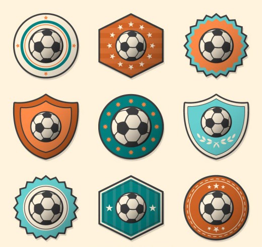 9款创意足球标签矢量素材素材天下
