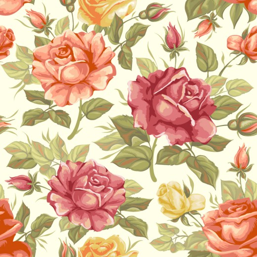 复古大朵玫瑰花背景矢量素材16设计网精选