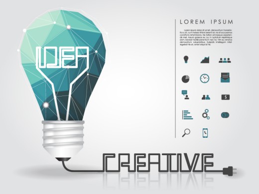 创意思维灯泡背景矢量素材16设计网