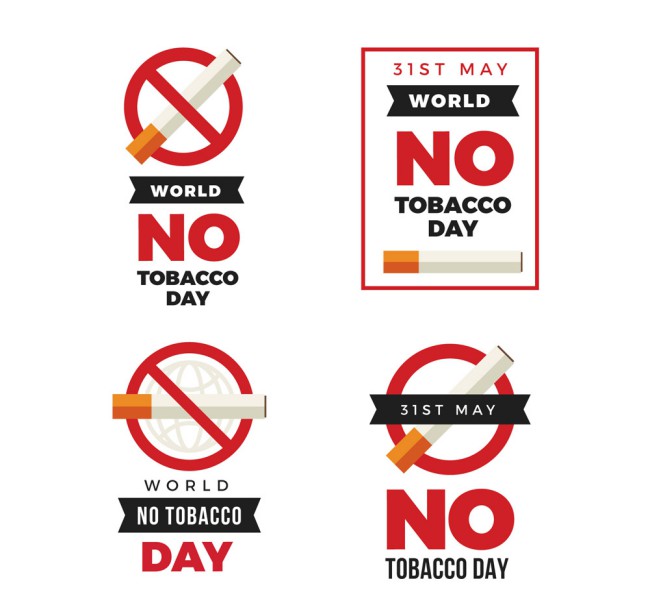 4款创意世界无烟日禁烟标签矢量图