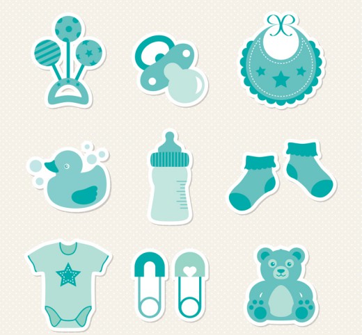 9款婴儿用品标贴矢量素材素材中国