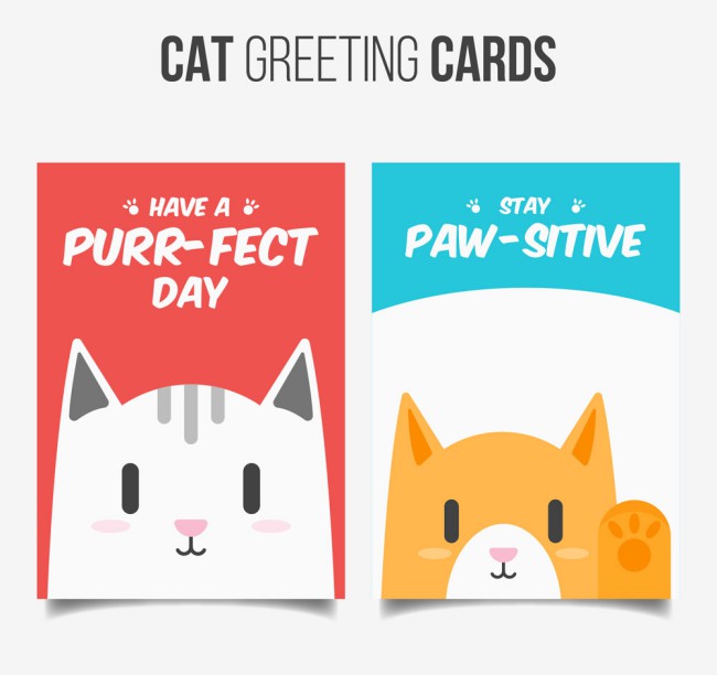 2款可爱猫咪祝福卡片矢量素材16图库网精选