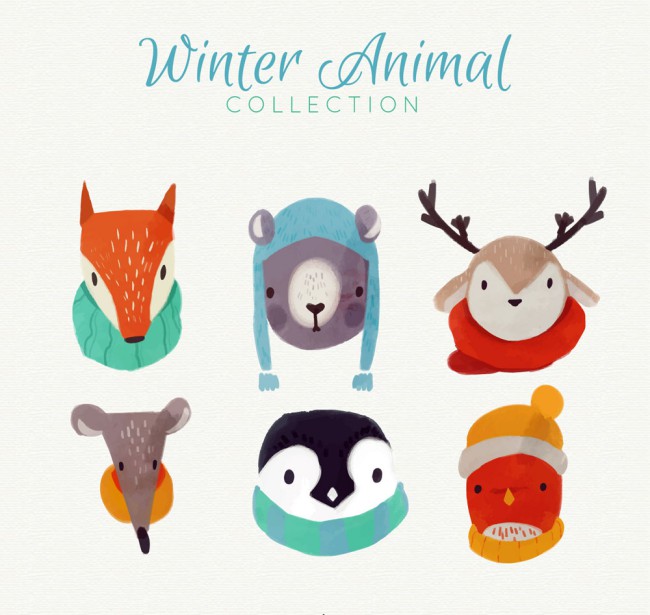 6款冬季动物头像设计矢量图16图库网精选