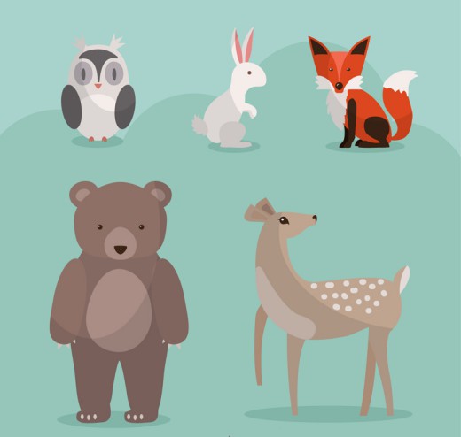 5款卡通森林小动物矢量素材16图库网精选
