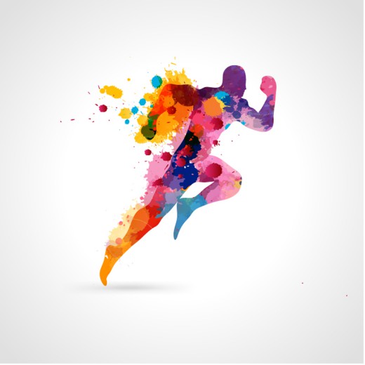 彩色喷绘奔跑男子矢量素材素材中国
