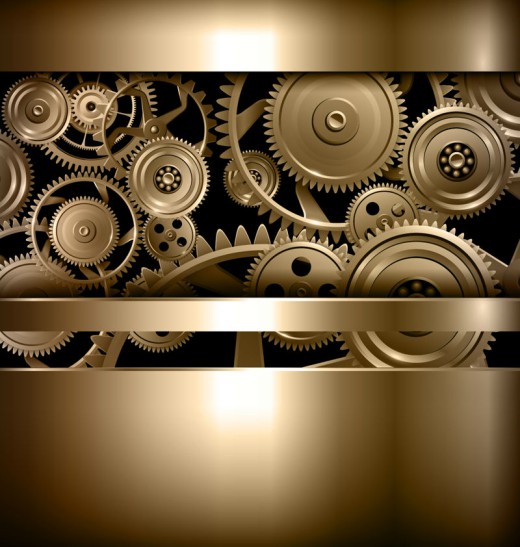 金色金属机械齿轮背景矢量素材16图