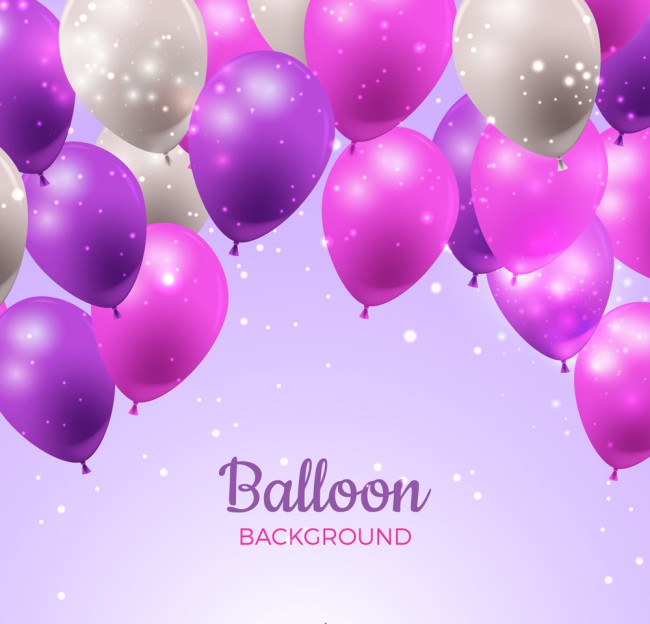 紫色和白色节日气球矢量素材普贤居素材网精选