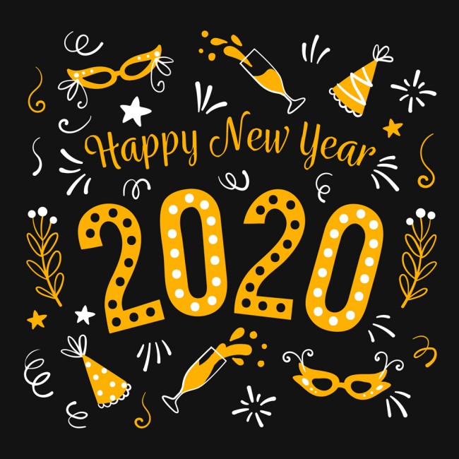 金色2020年新年艺术字矢量素材素材