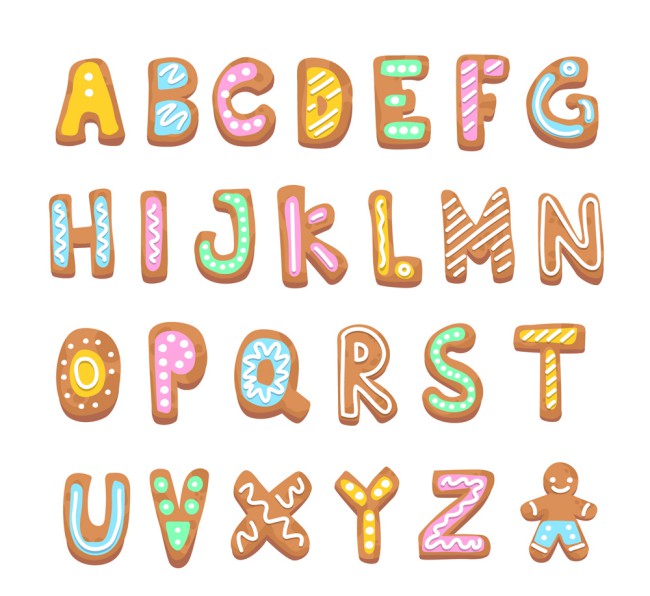 26个创意饼干字母矢量素材16设计网精选