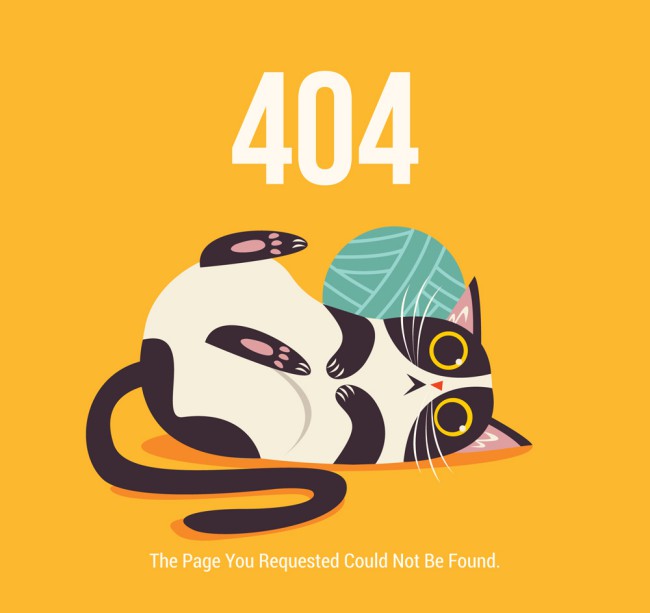 创意404错误页面猫咪和线团矢量图16设计网精选