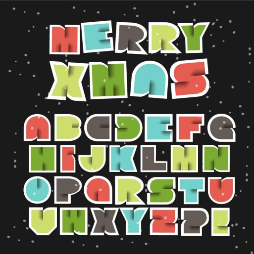 26个圣诞节剪贴字母矢量素材16素材网精选