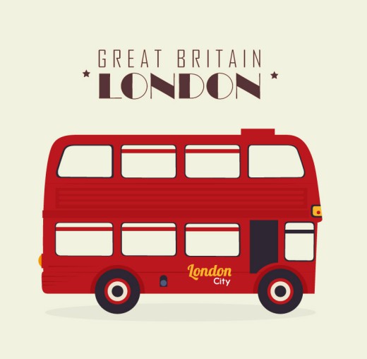 红色伦敦双层巴士矢量素材素材天下精选