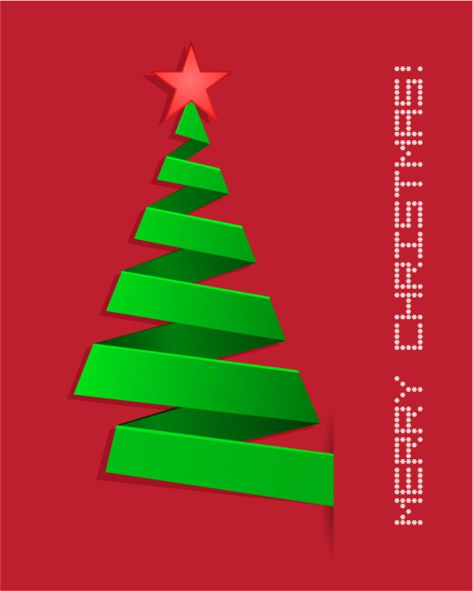 绿色丝带圣诞树矢量素材16图库网精选