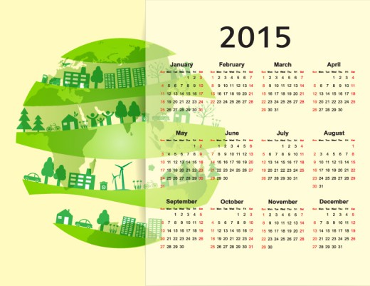 2015生态环风格年历矢量素材16图库