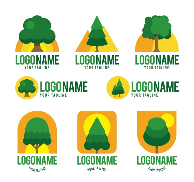 8款创意绿色树木标志矢量图16图库网精选