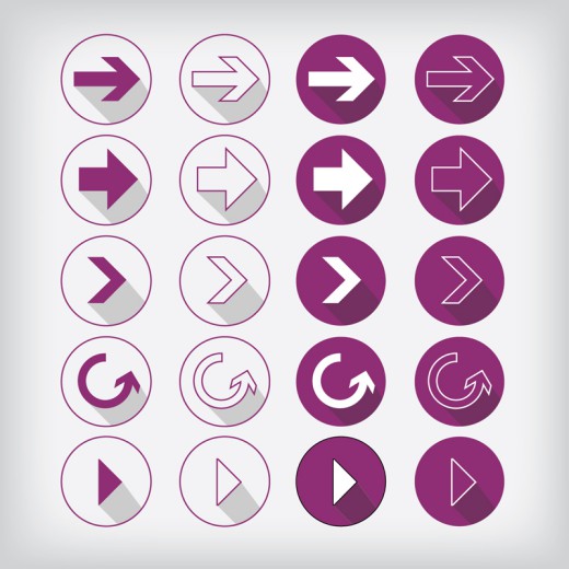 16款白色和紫色箭头图标矢量图素材中国网精选