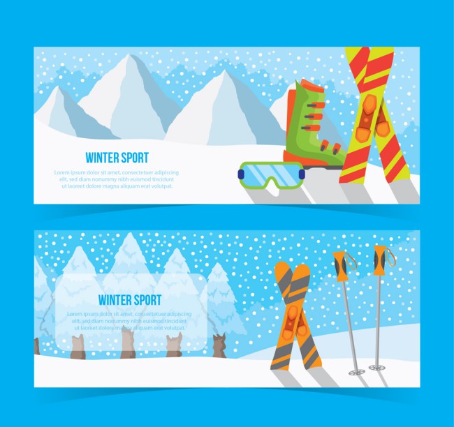 2款彩色滑雪元素banner矢量素材16设计网精选