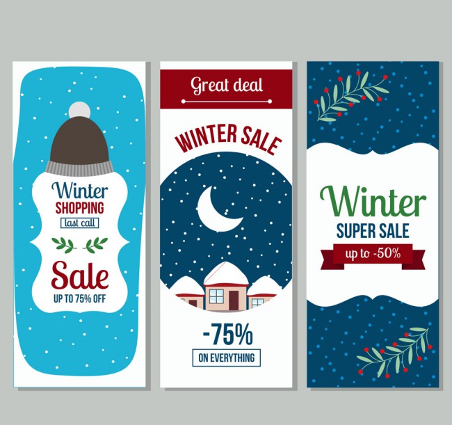 3款创意冬季促销banner矢量素材16设计网精选
