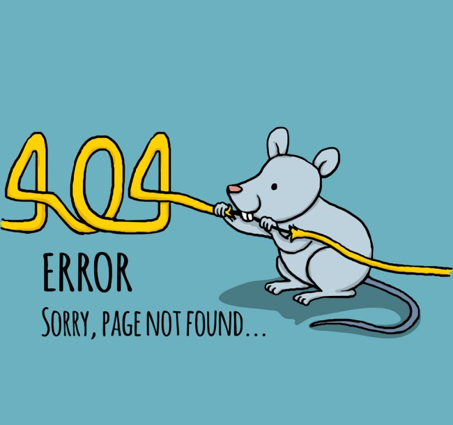 创意404页面咬坏电线的老鼠矢量图16设计网精选