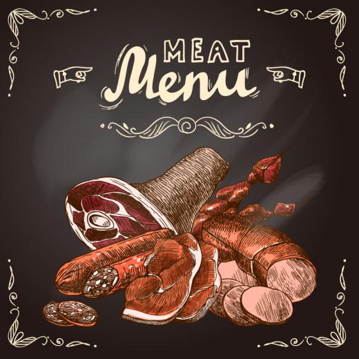 复古肉制品菜单矢量素材16设计网精选