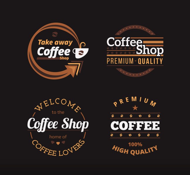 4款创意咖啡店标志矢量素材16素材网精选