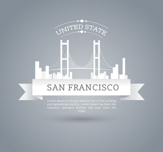 旧金山金门大桥标签矢量图16设计网