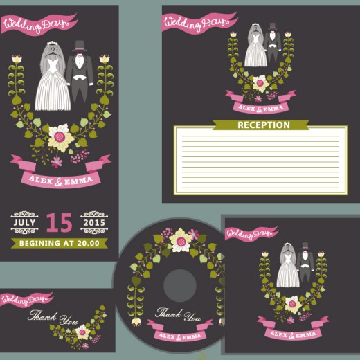 精美婚礼卡片与CD封面矢量素材16图