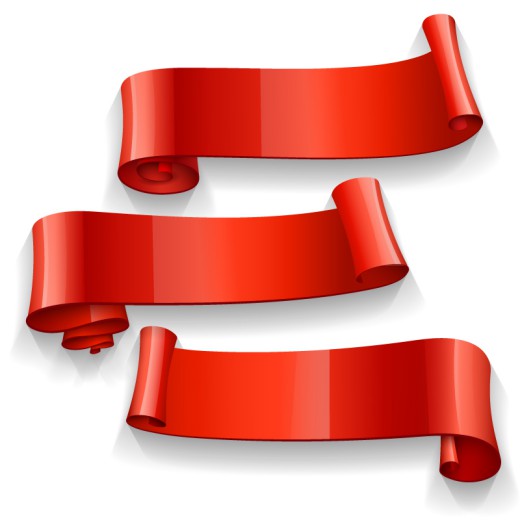 3款精美红色丝带条幅矢量图普贤居素材网精选