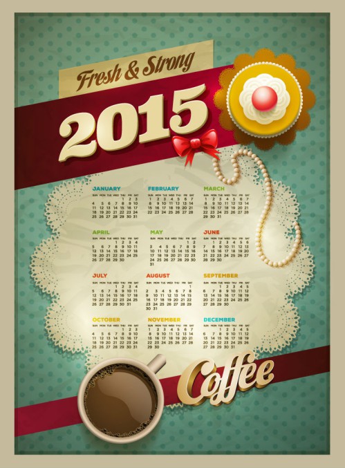 2015复古甜品年历矢量素材16设计网精选