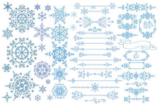 52款蓝色雪花纹与花边矢量素材16设计网精选