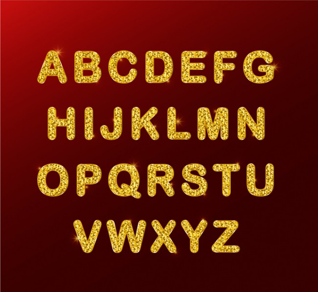 26个金色字母设计矢量素材普贤居素材网精选