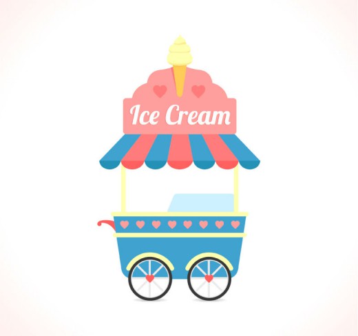 卡通冰淇淋车矢量素材16设计网精选