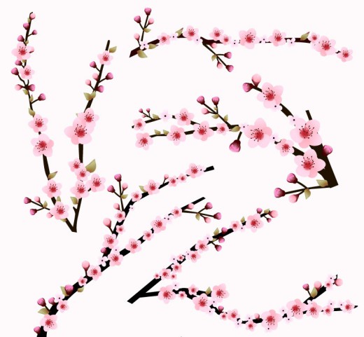 5款粉色樱花枝矢量素材素材中国网精选