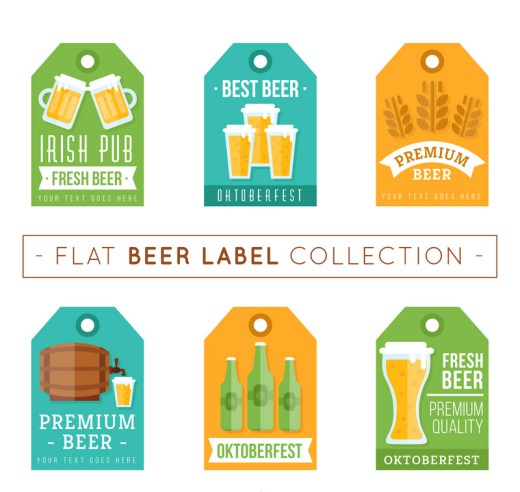 6款彩色啤酒标签矢量素材16设计网精选
