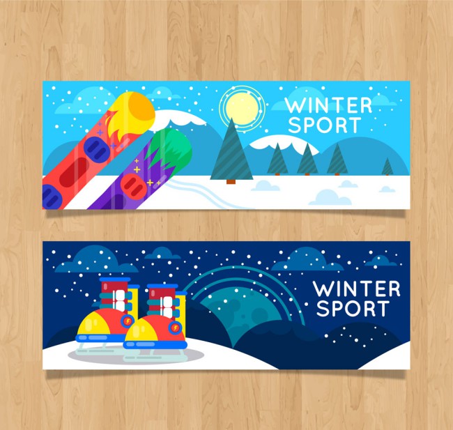 2款彩色冬季运动banner矢量素材16设计网精选