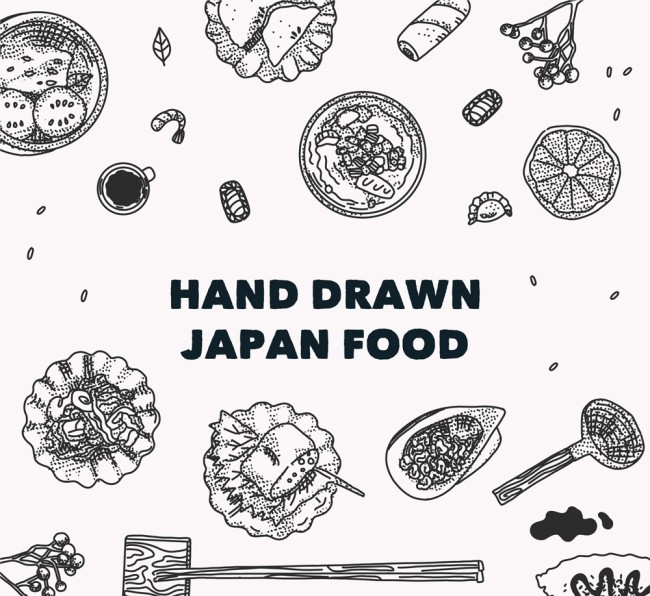 手绘日本食物矢量素材素材天下精选
