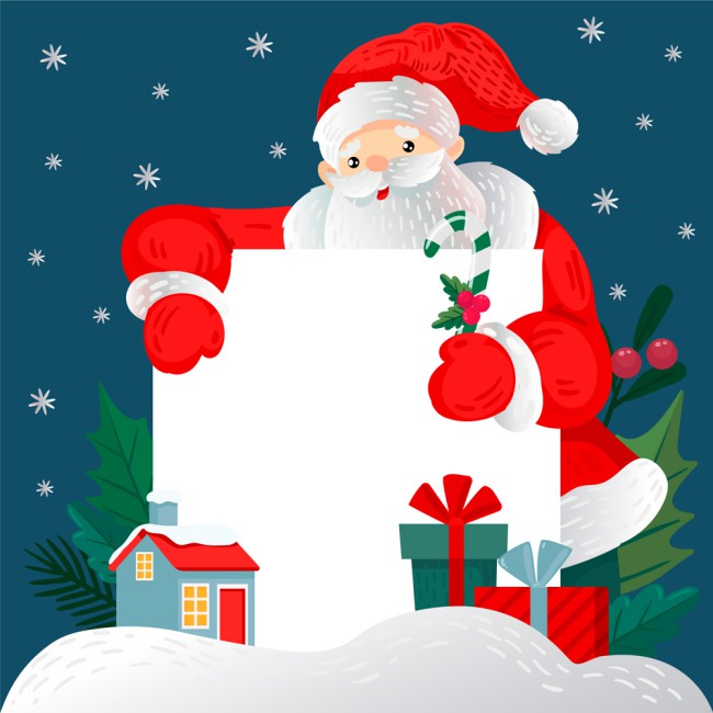 创意圣诞老人和白纸板矢量素材16图库网精选