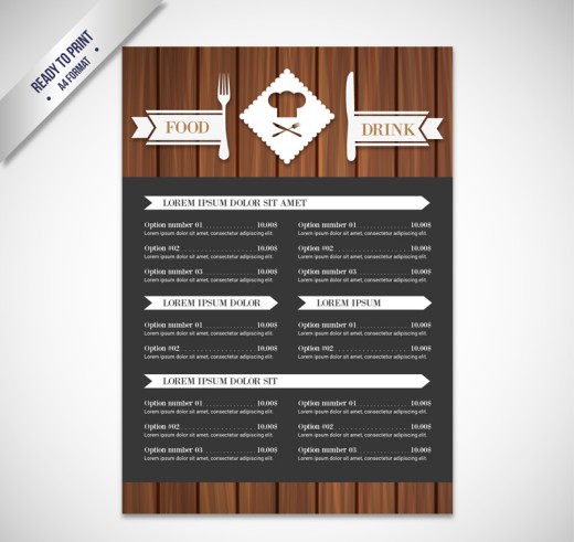 木纹餐厅菜单设计矢量图素材中国网