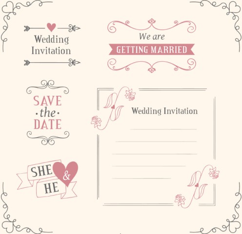 5款婚礼花纹标签矢量素材16素材网