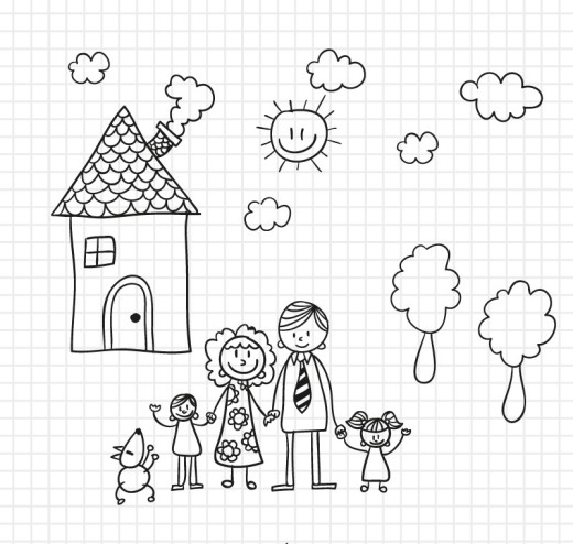 手绘家庭插画矢量素材16设计网精选