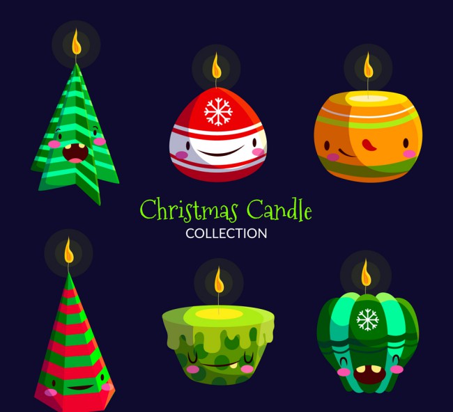 6款可爱表情圣诞蜡烛矢量素材素材中国网精选