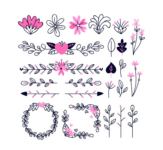 24款创意装饰花纹花卉矢量素材16图库网精选