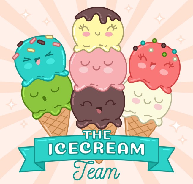 彩绘夏季冰淇淋组合矢量素材16图库网精选