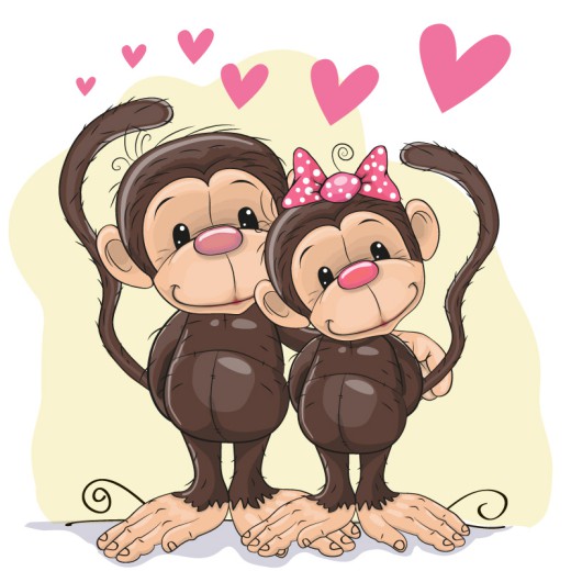 卡通情侣猴子矢量素材16图库网精选