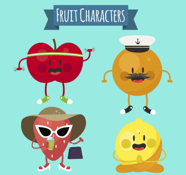 4款卡通表情水果设计矢量素材16设计网精选