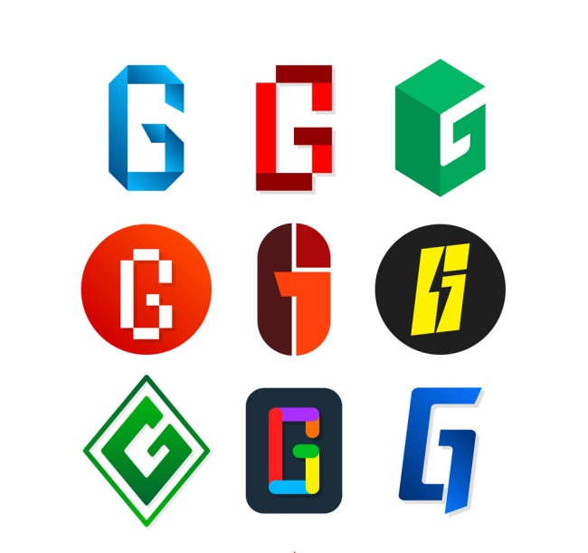 9款彩色大写字母G标志矢量图普贤居素材网精选